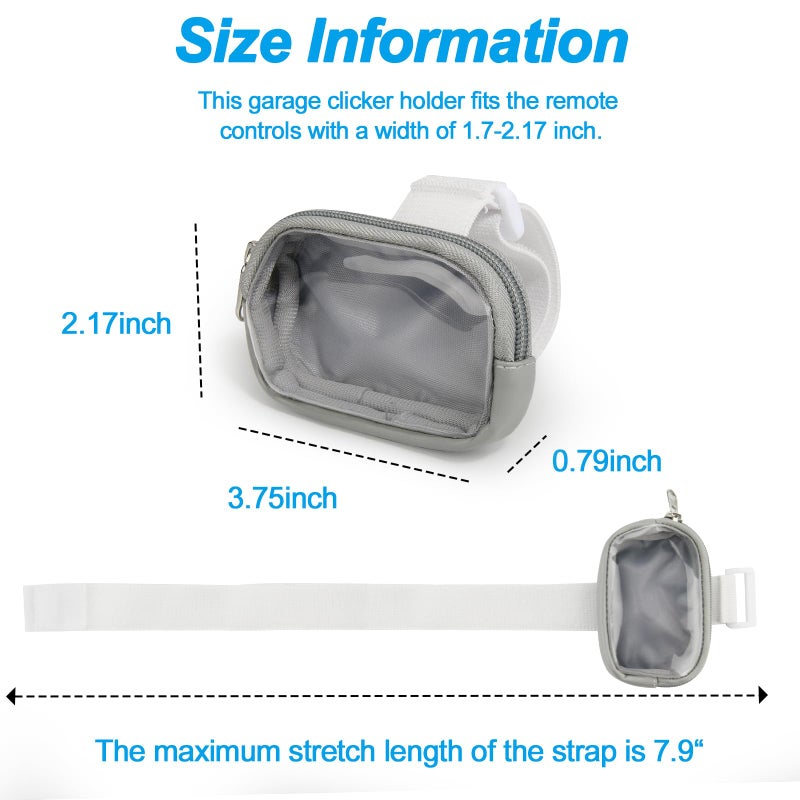 Homakover Garage Door Opener Holder For Visor  Carrying Case For Universal Garage/Gate Door Opener Remote  Adjustable Visor Bag Gate Clicker Holder For Cars  Compatible With Liftmaster Sears Chamberlain (Gray) - Image 3