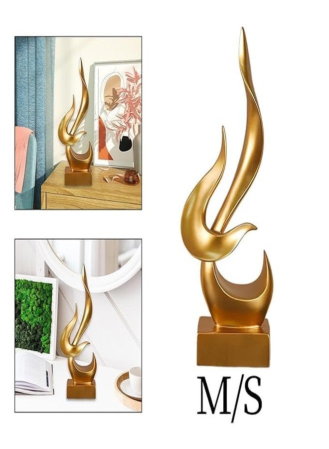 Cart Log Modern Abstract Flame Sculpture - Gold Resin Art Decor for Living Room, Office, and Coffee Table - Image 4