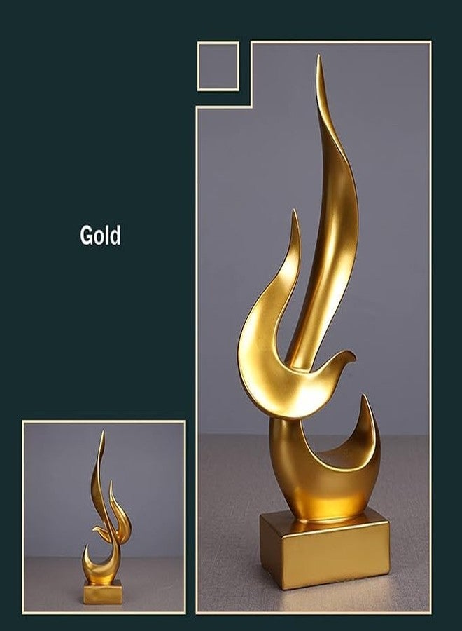 Cart Log Modern Abstract Flame Sculpture - Gold Resin Art Decor for Living Room, Office, and Coffee Table - Image 5