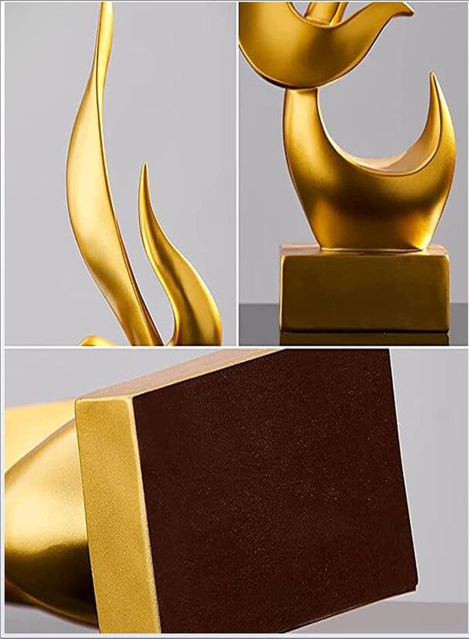 Cart Log Modern Abstract Flame Sculpture - Gold Resin Art Decor for Living Room, Office, and Coffee Table - Image 3