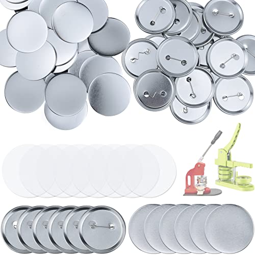 ArtCute 150 Pcs 58mm/2.28inch Blank Buttons Making Supplies Badge Parts, Round Button Pin Badge Blanks Set for Button Maker Machine, Includes Metal Buttons Pin Back Cover, Metal Cover & Clear Film(50 Set) - Image 1