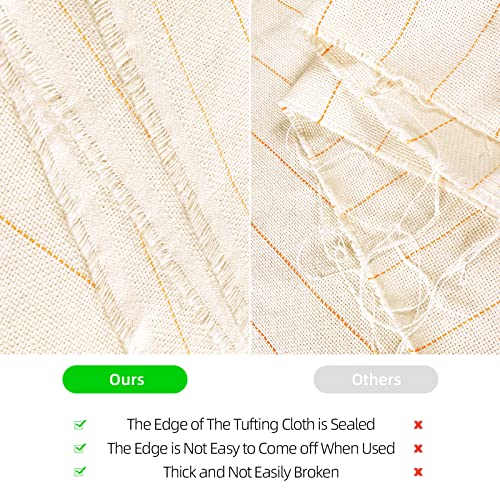ROCKY&CHAO 79"x59" Tufting Cloth with Yellow Marked Lines for Rug Tufting, 70"x39" Non-Slip Backing Felt Cloth for Tufted Rugs, Monk Cloth Rug Tufting Kit for Tufting Gun, Punch Needle, Rug Hooking - Image 5