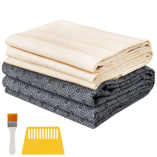 ROCKY&CHAO 79"x59" Tufting Cloth with Yellow Marked Lines for Rug Tufting, 70"x39" Non-Slip Backing Felt Cloth for Tufted Rugs, Monk Cloth Rug Tufting Kit for Tufting Gun, Punch Needle, Rug Hooking - Image 1