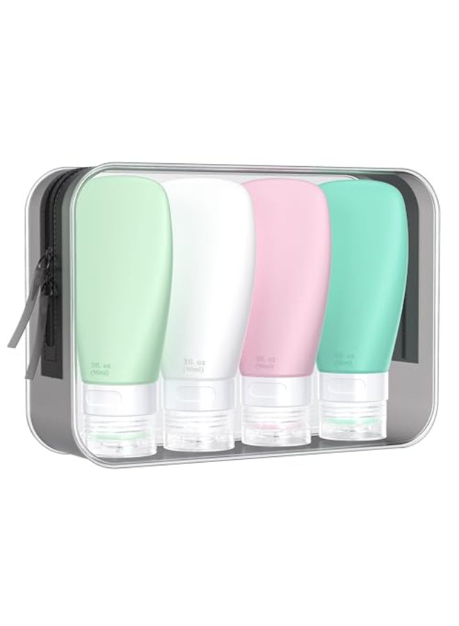INSFIT Travel Bottles TSA Approved 3oz Leak Proof Containers for Toiletries BPA Free Refillable Accessories 4 Pack - Image 1