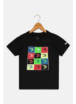 Kids Boy Sportswear Fit Short Sleeves Training T-shirt, Black