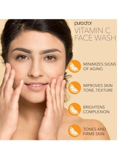 Pura d'or PURA D'OR 8 Oz Vitamin C Face Wash - Antioxidant Rich Facial Cleanser For Radiant Glow & Even Skin Tone - Gentle, Refreshing, Nurturing, Hydrating - Sulfate & Paraben Free - All Skin Types  - Image 2