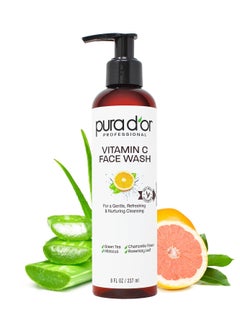 Pura d'or PURA D'OR 8 Oz Vitamin C Face Wash - Antioxidant Rich Facial Cleanser For Radiant Glow & Even Skin Tone - Gentle, Refreshing, Nurturing, Hydrating - Sulfate & Paraben Free - All Skin Types  - Image 1