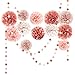 NICROLANDEE Rose Gold Wedding Decorations 15 PCS Tissue Paper Pom Poms for Engagement Party Wedding Birthday Bridal Shower Bachelorette Dot Paper Garlands Rose Gold Valentines Party Backdrop Decor - Image 3