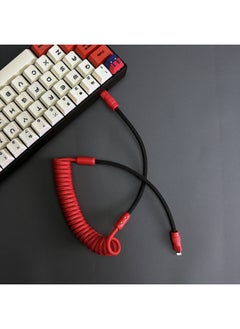 Generic The Color Matching Spring Data Cable Is Suitable For Apple For Iphone, For Huawei, For Xiaomi And Other Mobile Phones Fast Charging Car Keyboard-Color:Colorblock Spring Klein Blue + Red (Blue Shell)-Model:USB-For Iphone 12W  - Image 2