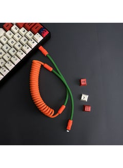 Generic The Color Matching Spring Data Cable Is Suitable For Apple For Iphone, For Huawei, For Xiaomi And Other Mobile Phones Fast Charging Car Keyboard-Color:Colorblock Spring Klein Blue + Red (Blue Shell)-Model:USB-For Iphone 12W  - Image 3