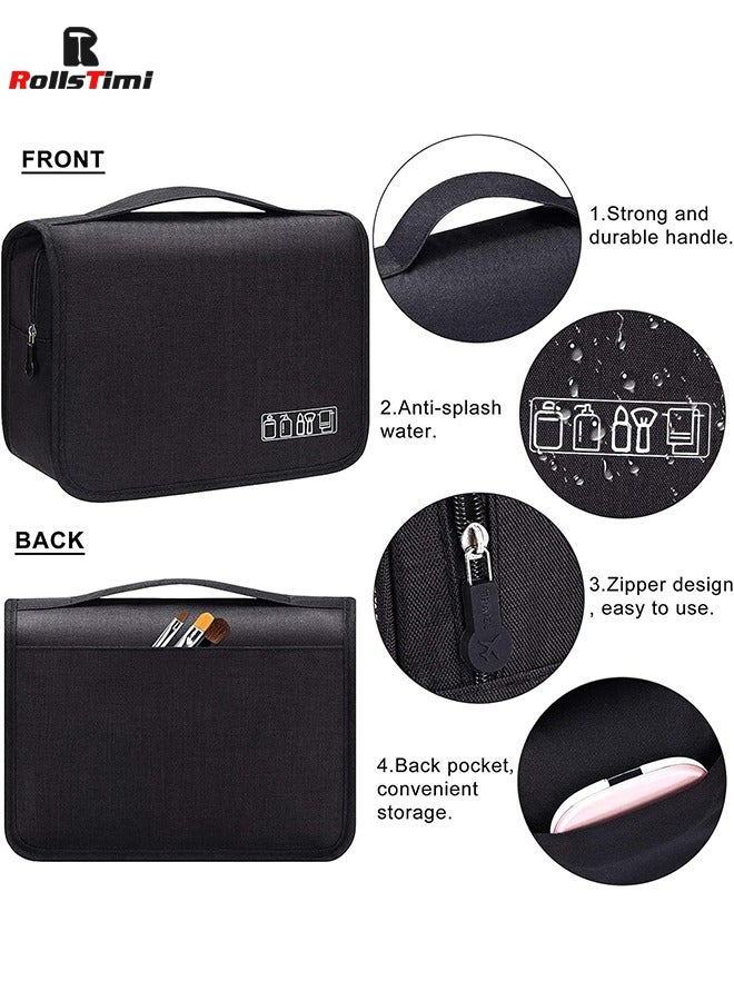 رولستيمي سعة كبيرة حقيبة أدوات الزينة حقيبة السفر مع شنقا هوك للرجال والنساء للماء السفر حقيبة مستحضرات التجميل الحمام حقيبة التخزين - Image 4