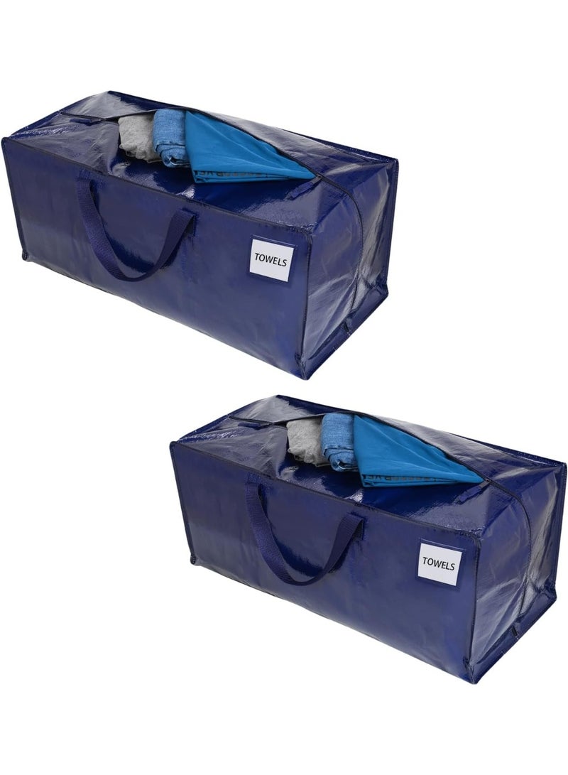 2 Pack Heavy-Duty Extra Large Moving Bags W/Backpack Straps, Moving House Essentials, Strong Handles & Zips, Clothes Storage, Packing, Laundry Bags, Reusable and Sustainable (Blue, 2 Pack) - Image 1