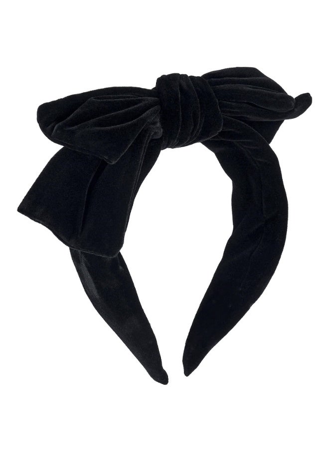 Black Velvet Bow Headband, Wide Knotted Turban Style Hair Accessory - Image 1