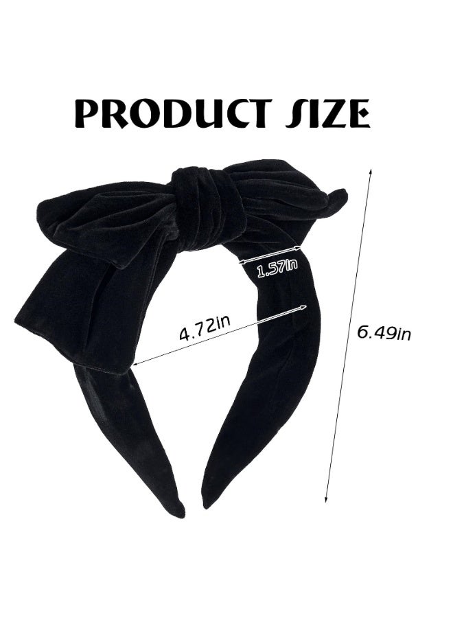 Black Velvet Bow Headband, Wide Knotted Turban Style Hair Accessory - Image 2