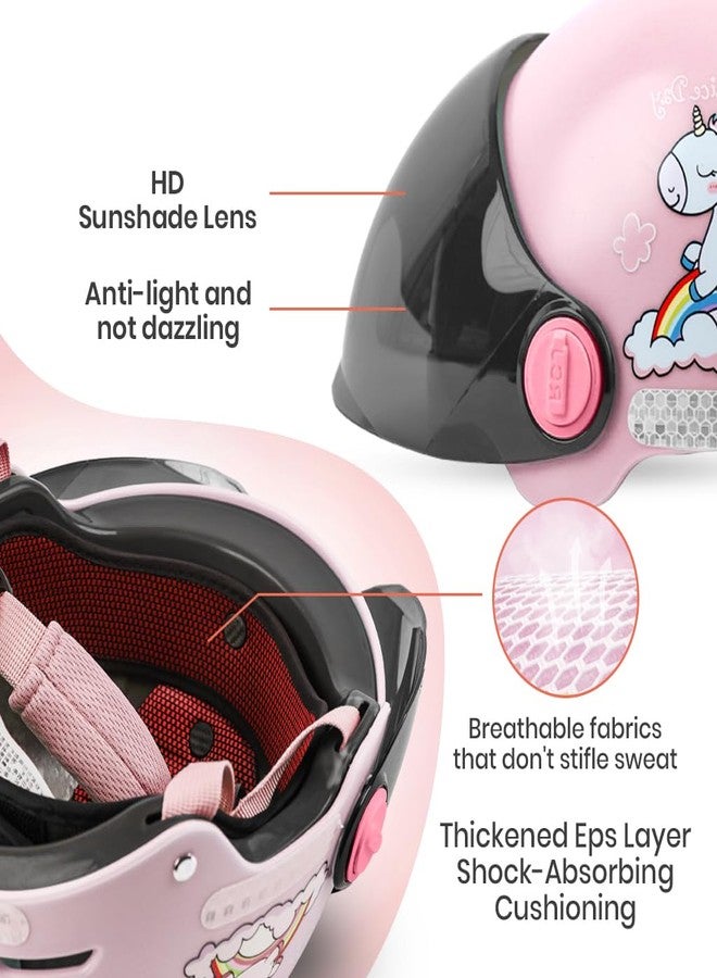 Proberos® Kids Bike Scooter Safety Helmet for 7-14 Year, with UV Protection Visor Adjustable Chin Strap, Anti-Impact Cushioning, Cartoon Bunny Ear Unicorn Bicycle for Girls & Boys - Pink - Image 5