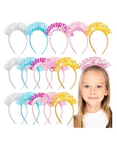 Happy Birthday Hat, Birthday Crowns for Girl Women Glitter Birthday Headband, Sweet Birthday Tiara Headpiece for Birthday Party Decorations Supplies, Costume Accessories (5 Colors) (15 Pcs)