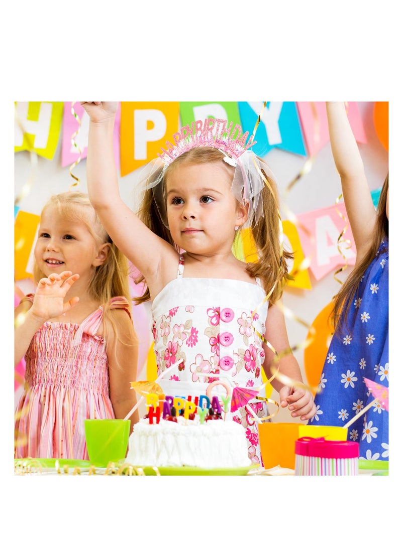 SYOSI - Happy Birthday Hat, Birthday Crowns for Girl Women Glitter Birthday Headband, Sweet Birthday Tiara Headpiece for Birthday Party Decorations Supplies, Costume Accessories (5 Colors) (15 Pcs) - Image 1