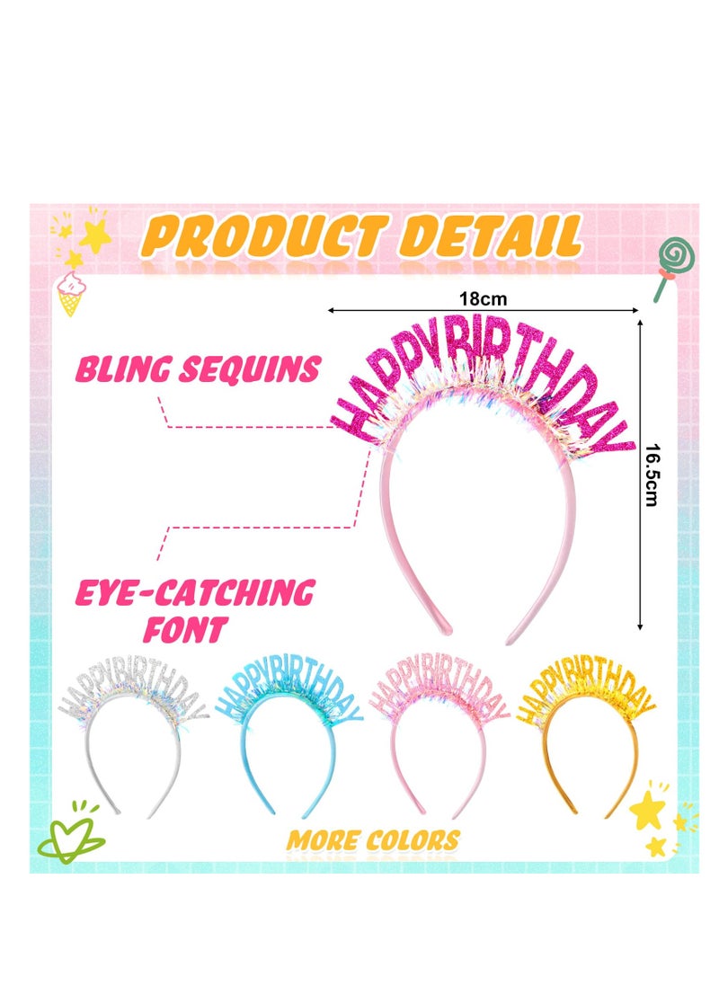 SYOSI - Happy Birthday Hat, Birthday Crowns for Girl Women Glitter Birthday Headband, Sweet Birthday Tiara Headpiece for Birthday Party Decorations Supplies, Costume Accessories (5 Colors) (15 Pcs) - Image 1