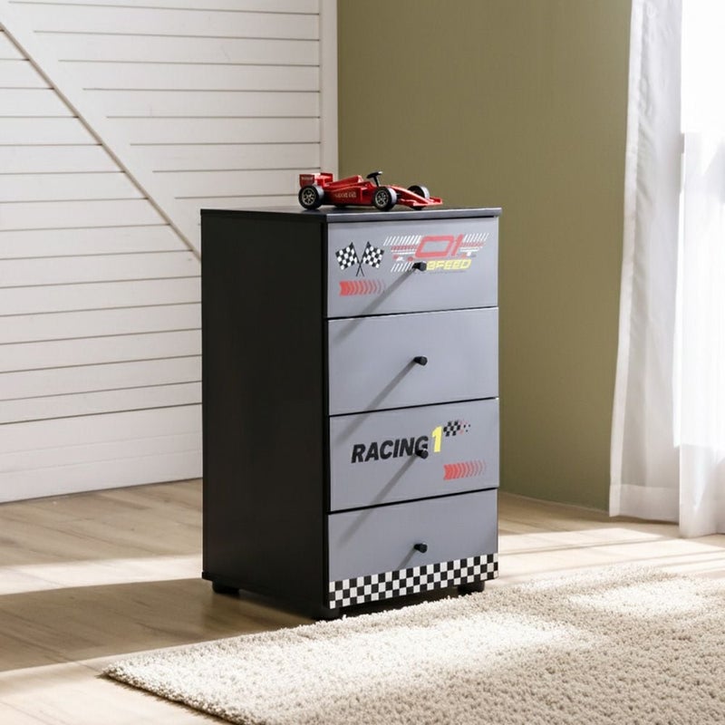 DANUBE HOME خزانة رينجر بأربعة أدراج | منظم تخزين متعدد الوظائف | خزانة أدراج موفرة للمساحة | أثاث بتصميم عصري لغرفة النوم أو غرفة المعيشة L46xW42xH80cm - أسود ورمادي - Image 1