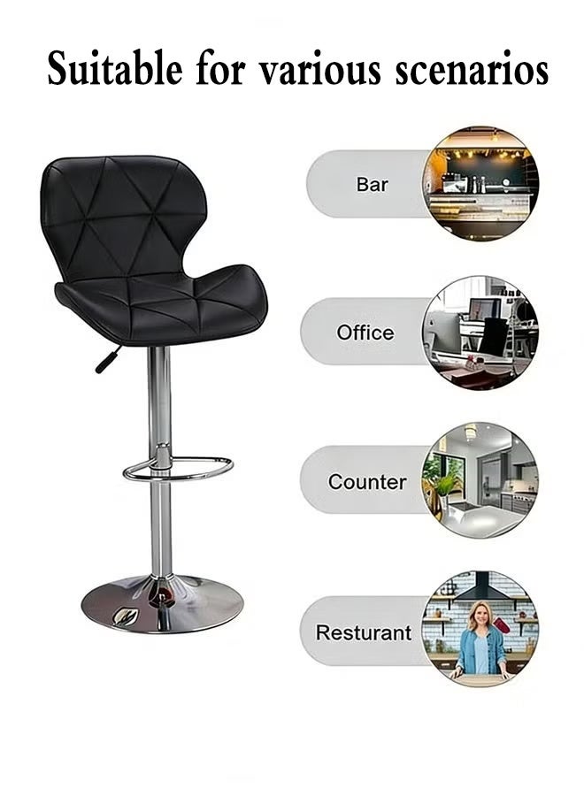 Bar Stool Height Adjustable, Bar Chairs 360°Swivel Kitchen Stool, Modern Counter High Chairs with Metal Footrest, Armless PU Leather Barstools for Kitchen Home Office Coffee - Image 4