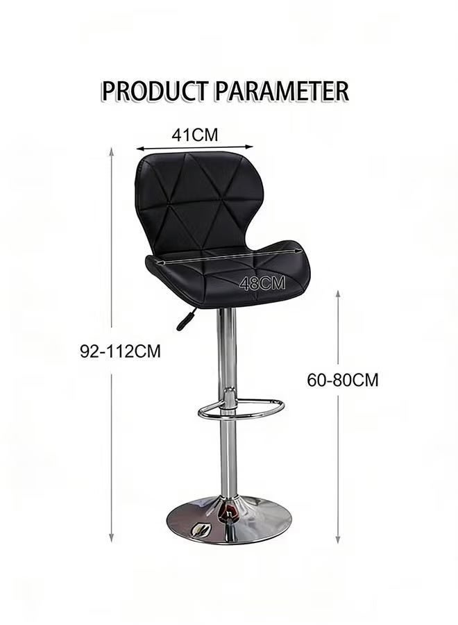 Bar Stool Height Adjustable, Bar Chairs 360°Swivel Kitchen Stool, Modern Counter High Chairs with Metal Footrest, Armless PU Leather Barstools for Kitchen Home Office Coffee - Image 3