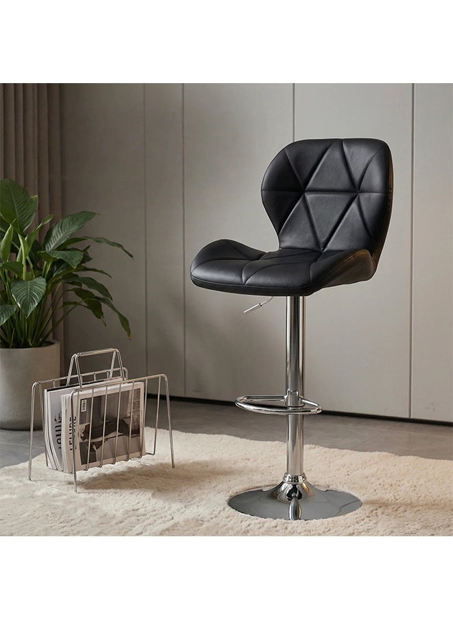 Bar Stool Height Adjustable, Bar Chairs 360°Swivel Kitchen Stool, Modern Counter High Chairs with Metal Footrest, Armless PU Leather Barstools for Kitchen Home Office Coffee - Image 2