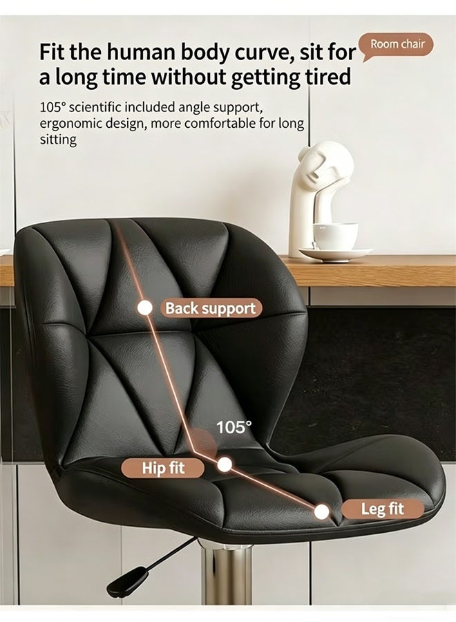 Bar Stool Height Adjustable, Bar Chairs 360°Swivel Kitchen Stool, Modern Counter High Chairs with Metal Footrest, Armless PU Leather Barstools for Kitchen Home Office Coffee - Image 5