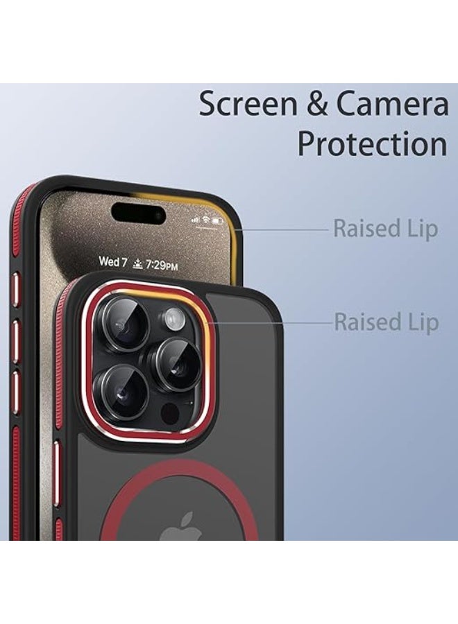 Case Compatible with Magsafe, iPhone 13 Pro Max Phone Case,Translucent Matte Shockproof Women Men Girl Protective Case Cover for iPhone 13 Pro Max 6.7"(Red) - Image 3