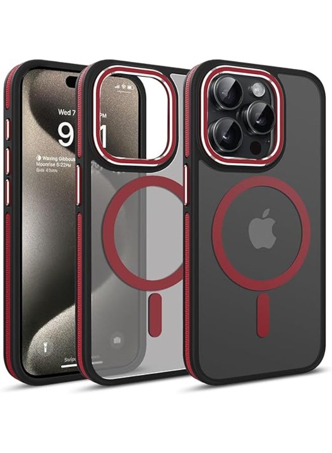 Case Compatible with Magsafe, iPhone 13 Pro Max Phone Case,Translucent Matte Shockproof Women Men Girl Protective Case Cover for iPhone 13 Pro Max 6.7"(Red) - Image 1