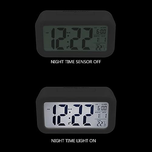 Kadio Digital Alarm Clock,Battery Operated Small Desk Clocks,with Date,Indoor Temperature,Smart Night Light,LCD Electronic Clock for Bedroom Home Office - White (KDwhite) - Image 4
