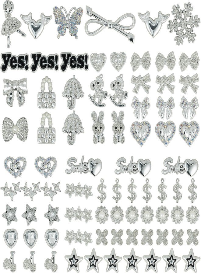 DoDoBeads 80 pcs Big Junk Case Charms Bulk, Bling Charms for Junk Cases, Big Rhinestone Charm for Junk Cases, Hearts, Bows, Stars, Bunnies, and More Cute DIY Decorations - Image 1