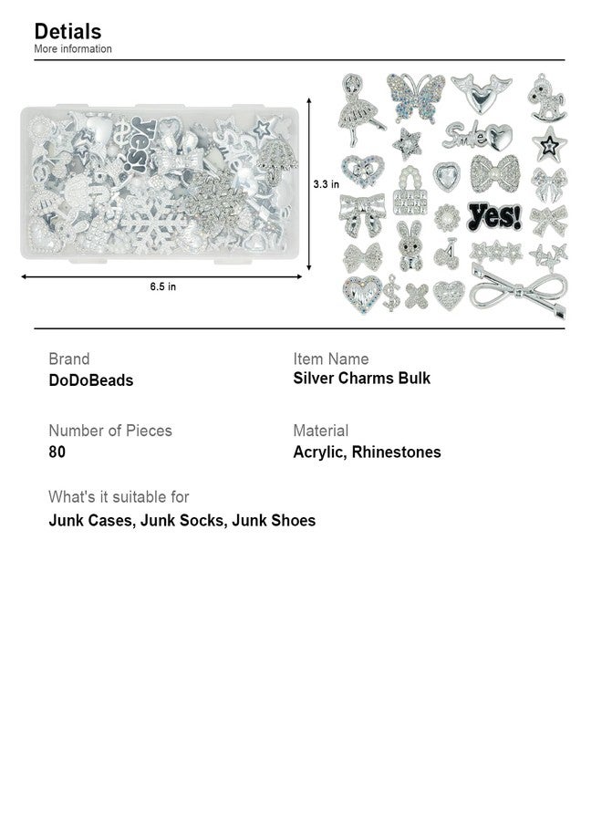 DoDoBeads 80 pcs Big Junk Case Charms Bulk, Bling Charms for Junk Cases, Big Rhinestone Charm for Junk Cases, Hearts, Bows, Stars, Bunnies, and More Cute DIY Decorations - Image 3