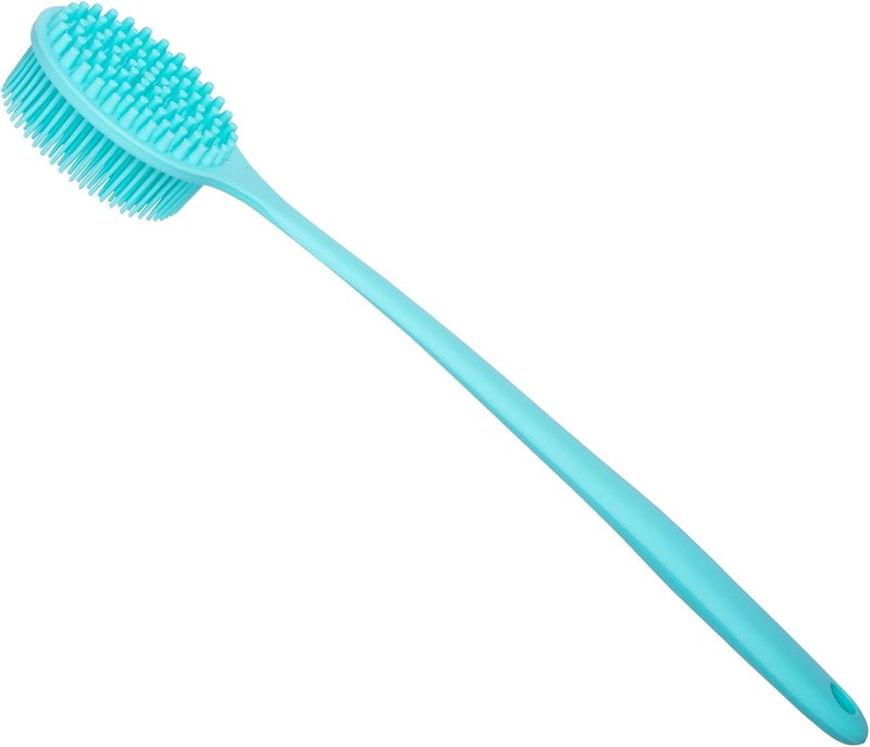 DNC Soft Silicone Back Scrubber Shower Bath Body Brush with Long Handle (Blue) - Image 5