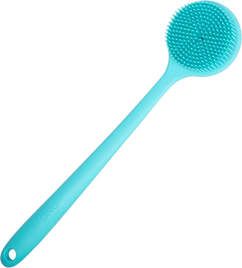 DNC Soft Silicone Back Scrubber Shower Bath Body Brush with Long Handle (Blue) - Image 1