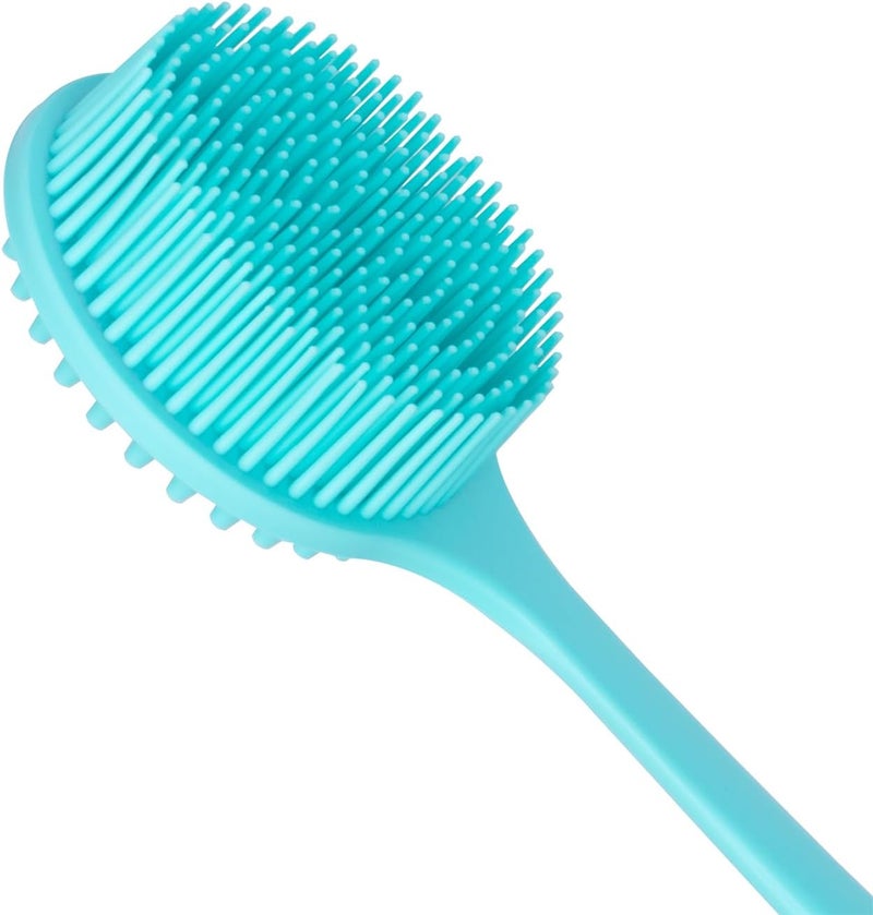 DNC Soft Silicone Back Scrubber Shower Bath Body Brush with Long Handle (Blue) - Image 4