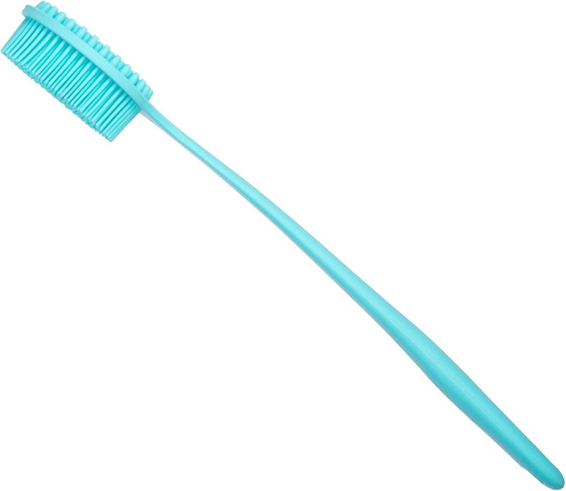 DNC Soft Silicone Back Scrubber Shower Bath Body Brush with Long Handle (Blue) - Image 3