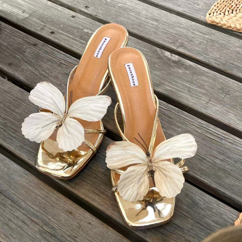 Bohemian Resort Style Butterfly Orchid Shoe Buckle - Sweet Elegant Sandal Accessory for Travel and Photos
