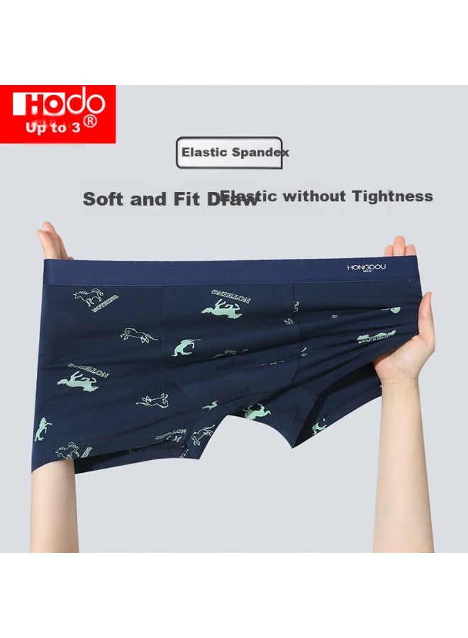 Hongdou Men's Soft Cotton Antibacterial Men's Underwear Pure Cotton Crotch Printed Mid-waist Boxer Briefs 4-pack Set Two 180 - Image 2