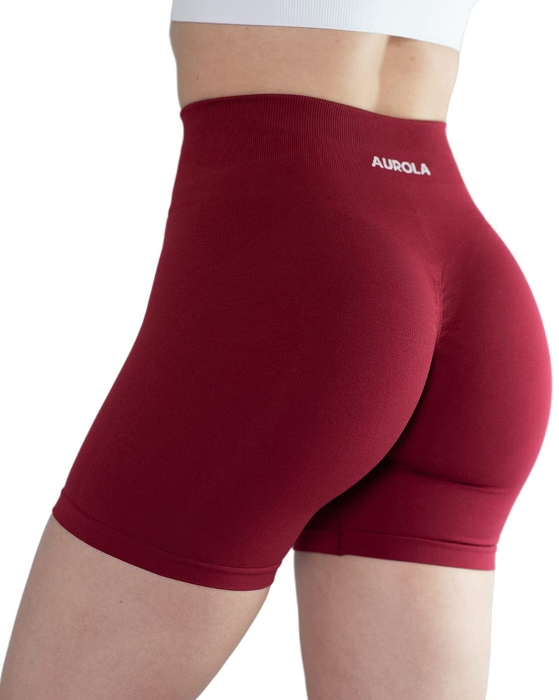 AUROLA Intensify Workout Shorts for Women Seamless Scrunch Short Gym Yoga Running Sport Active Exercise Fitness Shorts(S,Deep Red) - Image 4