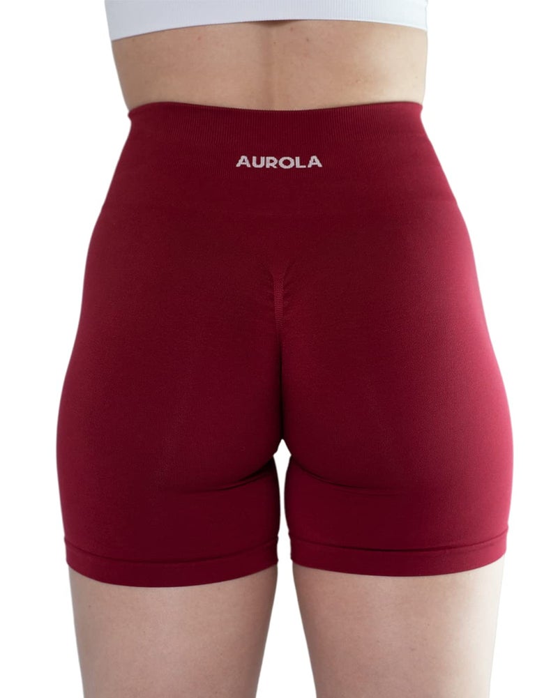 AUROLA Intensify Workout Shorts for Women Seamless Scrunch Short Gym Yoga Running Sport Active Exercise Fitness Shorts(S,Deep Red) - Image 2