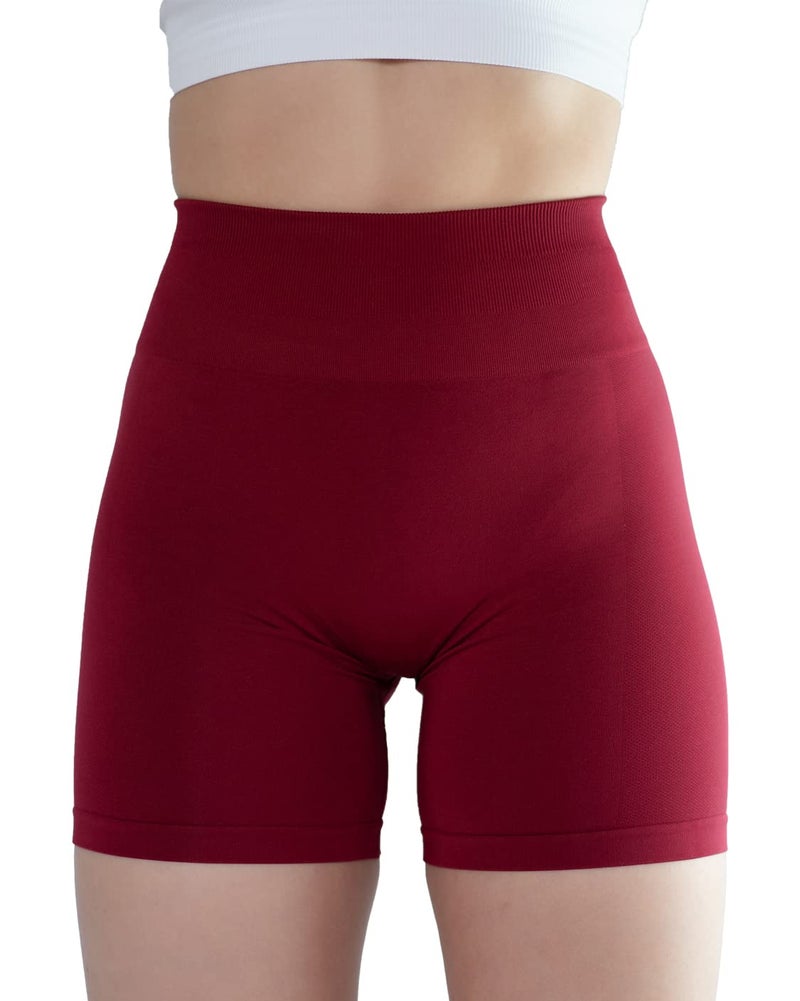 AUROLA Intensify Workout Shorts for Women Seamless Scrunch Short Gym Yoga Running Sport Active Exercise Fitness Shorts(S,Deep Red) - Image 3
