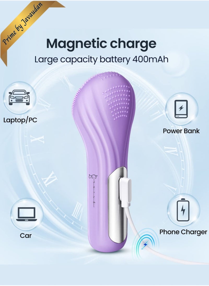 Prime by javaudan - Face Scrubber Silicone Electric Facial Cleansing Brush Skincare Tools with Magnet Charger for Deep Cleaning Gentle Exfoliating Massaging Waterproof - Image 1