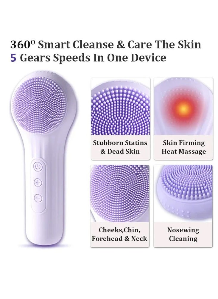 Prime by javaudan - Face Scrubber Silicone Electric Facial Cleansing Brush Skincare Tools with Magnet Charger for Deep Cleaning Gentle Exfoliating Massaging Waterproof - Image 1