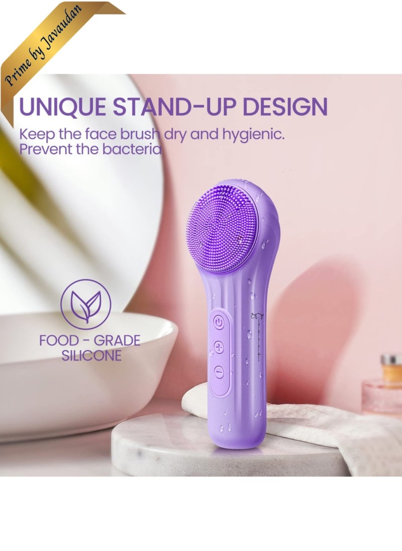 Prime by javaudan - Face Scrubber Silicone Electric Facial Cleansing Brush Skincare Tools with Magnet Charger for Deep Cleaning Gentle Exfoliating Massaging Waterproof - Image 1