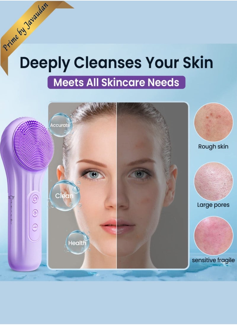 Prime by javaudan - Face Scrubber Silicone Electric Facial Cleansing Brush Skincare Tools with Magnet Charger for Deep Cleaning Gentle Exfoliating Massaging Waterproof - Image 1