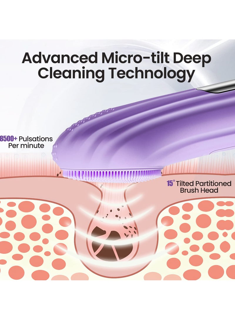 Prime by javaudan - Face Scrubber Silicone Electric Facial Cleansing Brush Skincare Tools with Magnet Charger for Deep Cleaning Gentle Exfoliating Massaging Waterproof - Image 1