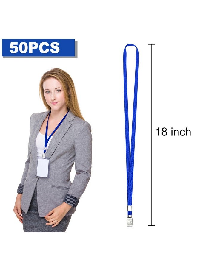 Korty Blue Nylon Lanyard, 50Pcs Bulk with Bulldog Clip, Badge Holder for ID, Neck Flat Lanyard for Events, School, Concerts, Trade Shows - Image 2