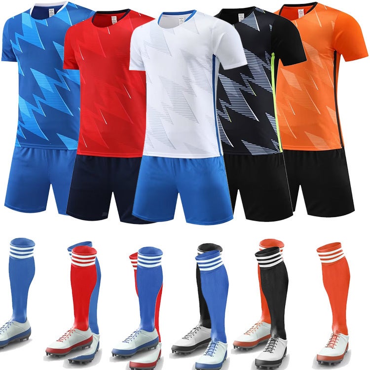 Football Uniform Suit For Adults And Children, Men'S Sports Training Clothing, Short-Sleeved Student Kindergarten Jersey, Light Plate Printing Number - Image 4