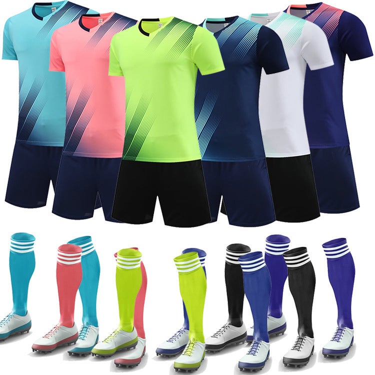 Football Uniform Suit For Adults And Children, Men'S Sports Training Clothing, Short-Sleeved Student Kindergarten Jersey, Light Plate Printing Number - Image 3