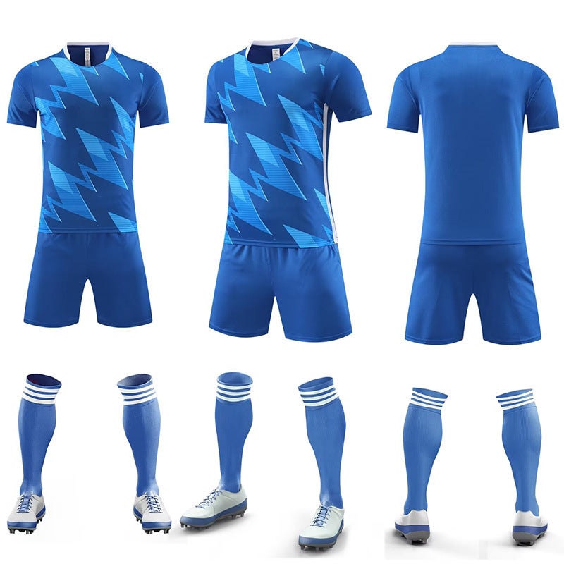 Football Uniform Suit For Adults And Children, Men'S Sports Training Clothing, Short-Sleeved Student Kindergarten Jersey, Light Plate Printing Number - Image 1